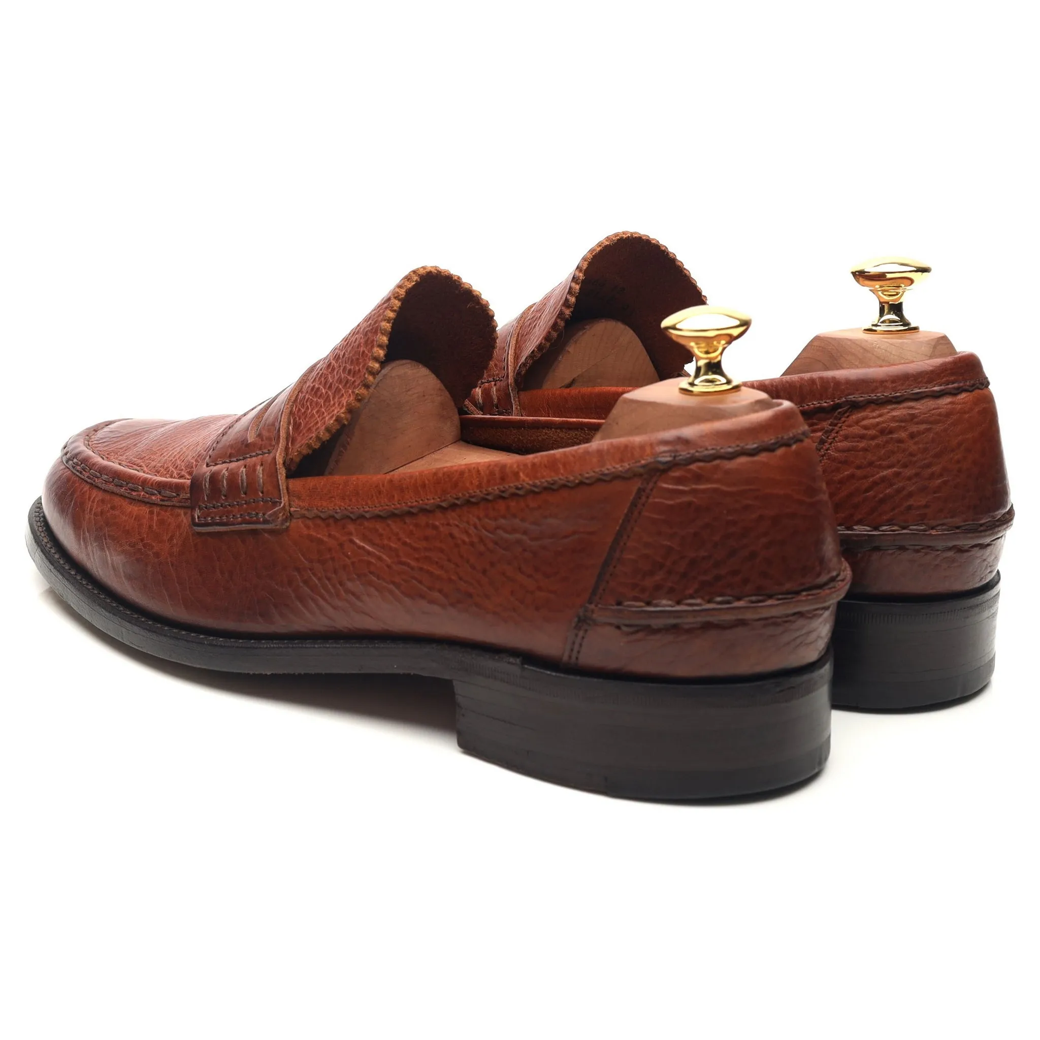 Tan Brown Leather Loafers UK 9.5 F