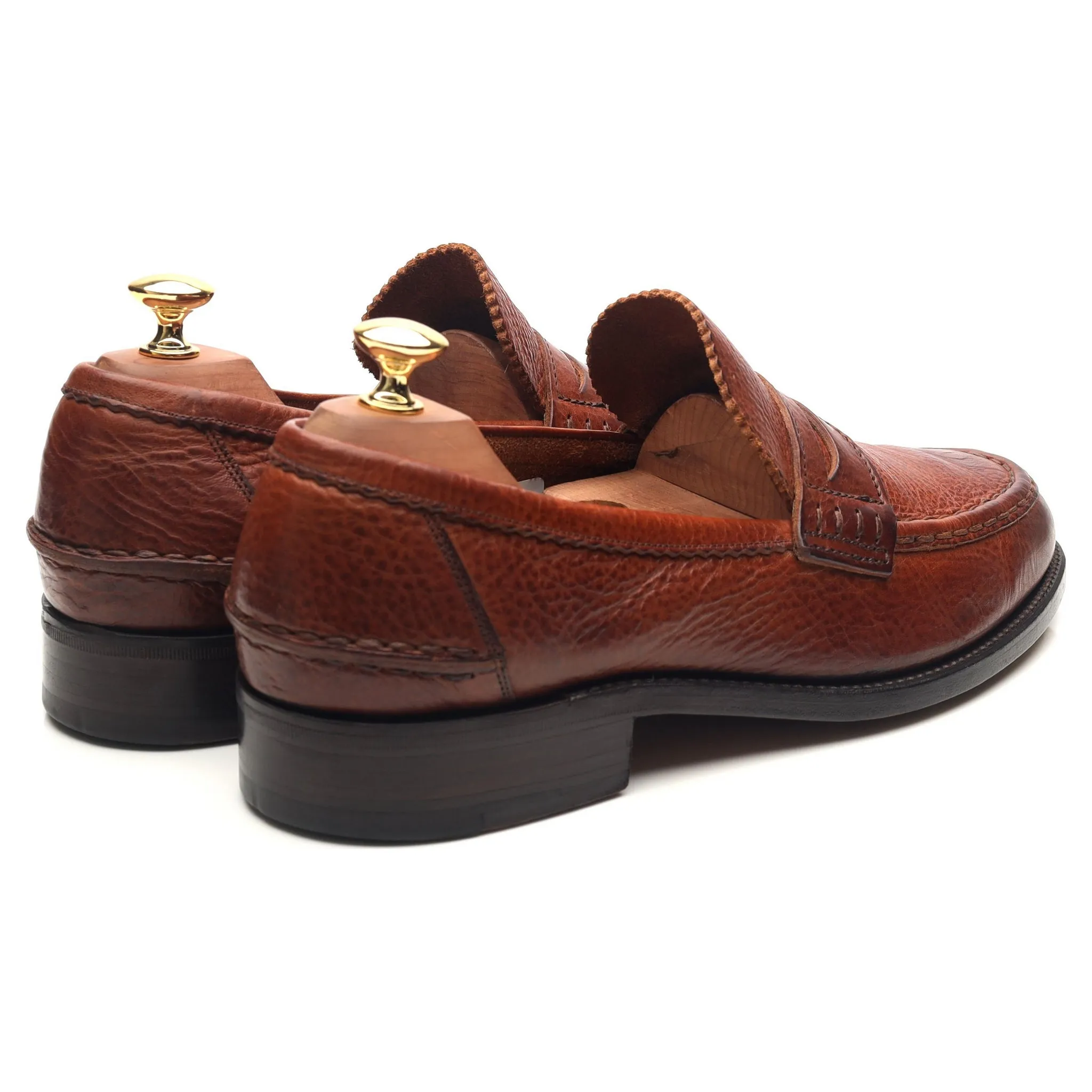 Tan Brown Leather Loafers UK 9.5 F