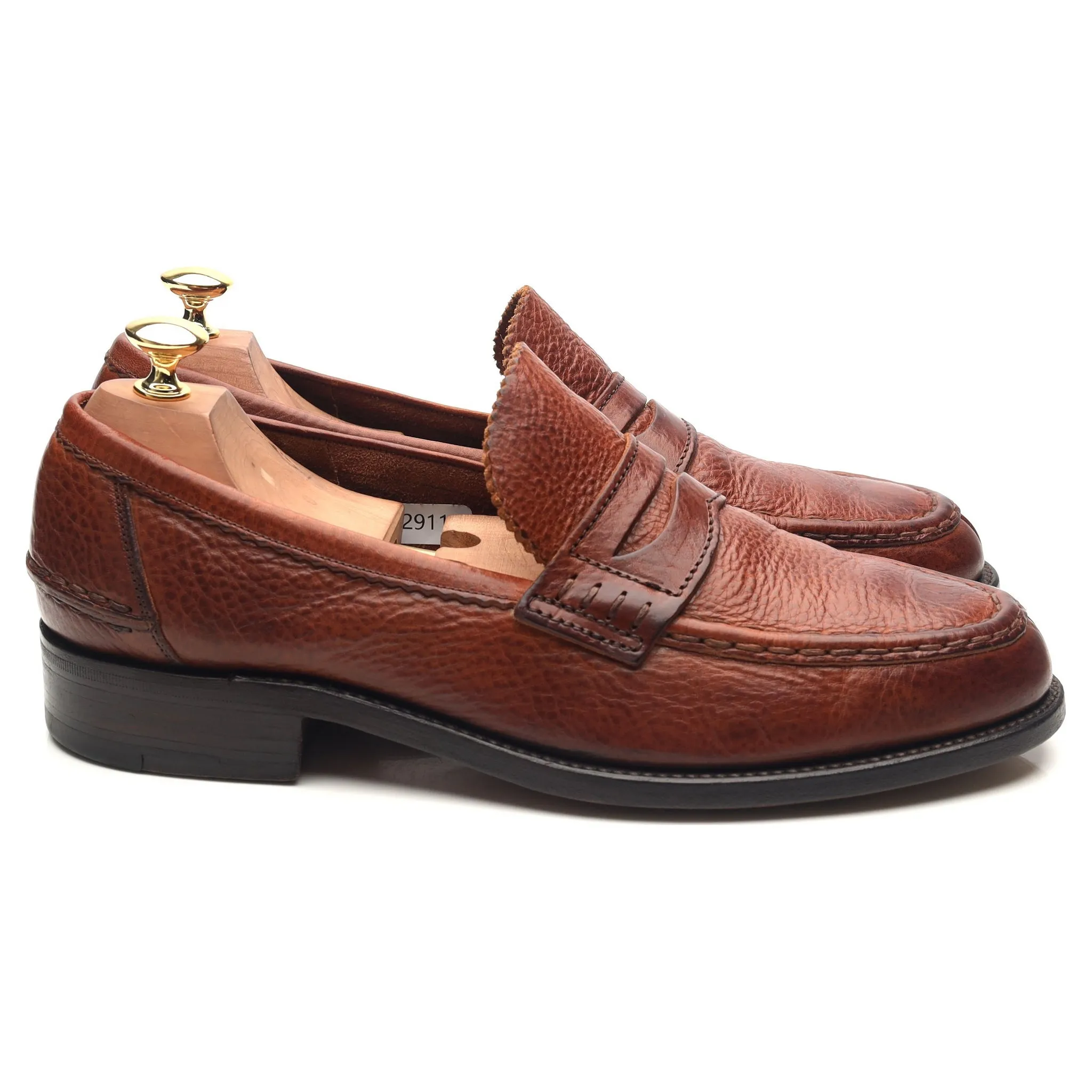 Tan Brown Leather Loafers UK 9.5 F