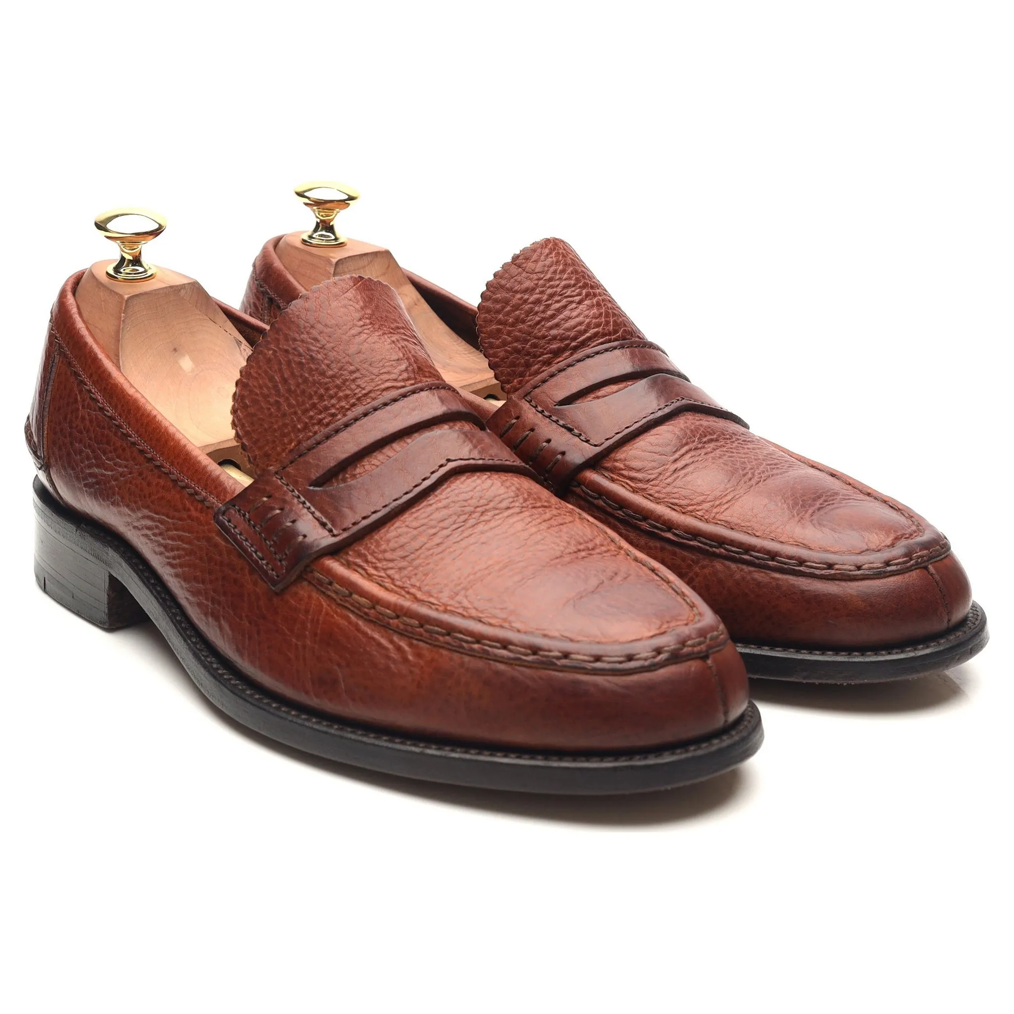 Tan Brown Leather Loafers UK 9.5 F