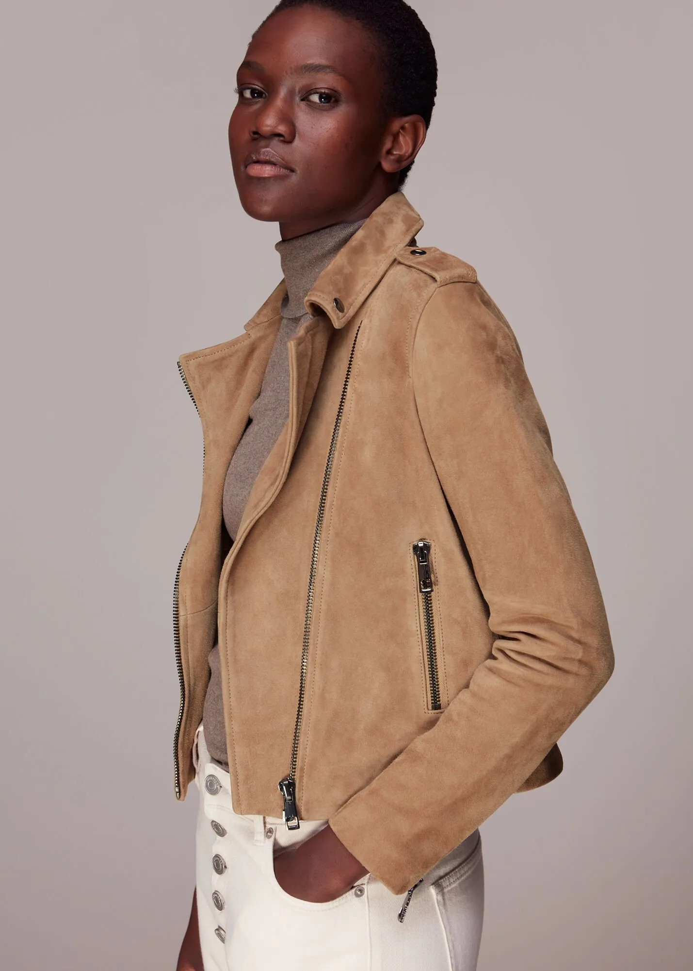 Tan Suede Agnes Leather Jacket