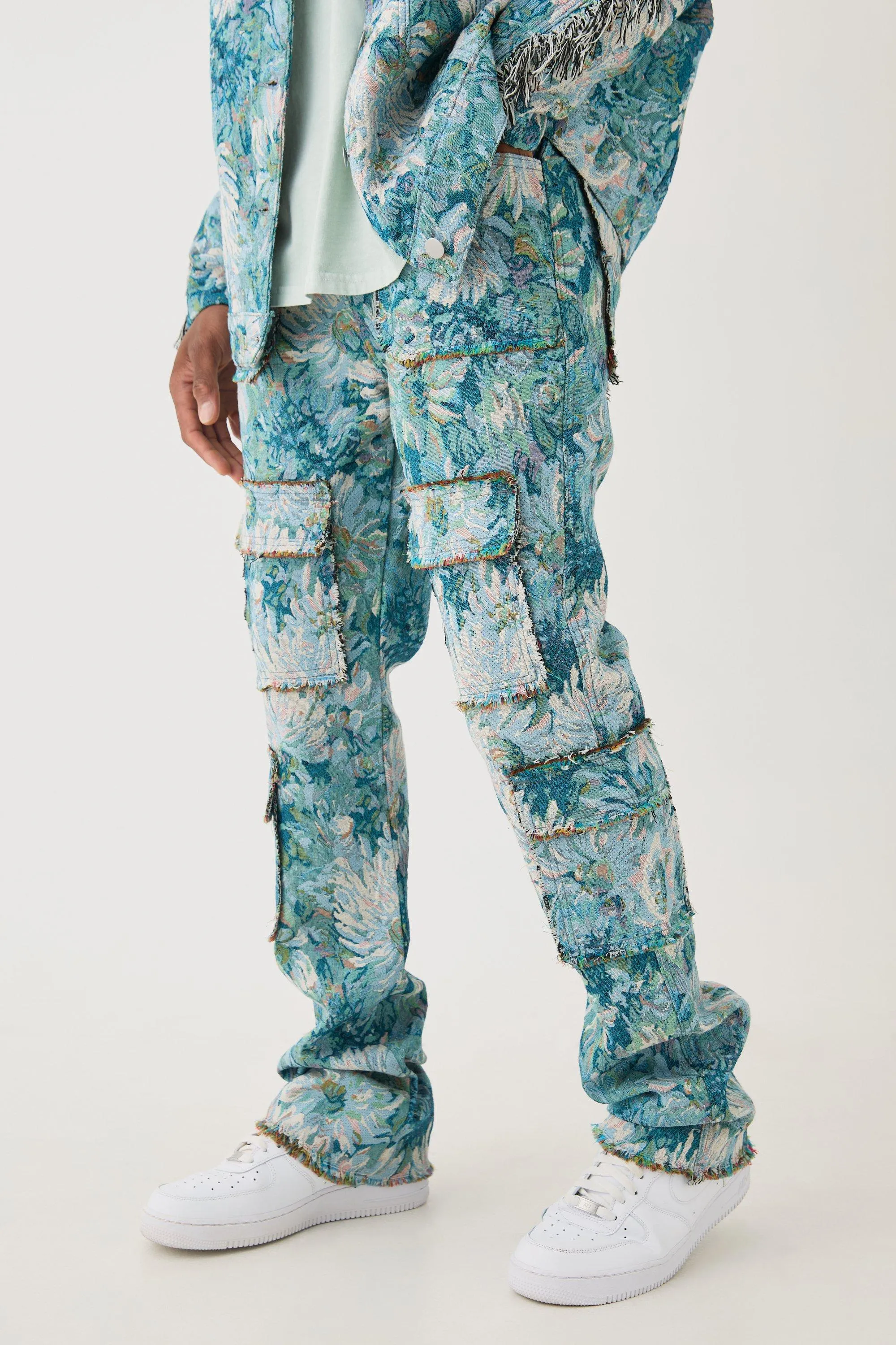 Tapestry Stacked Flared Cargo Pants