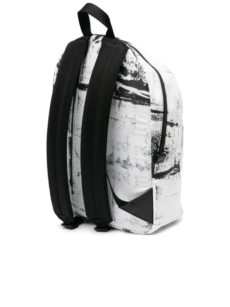 Technical Jersey Logo and Graffiti Print Backpack