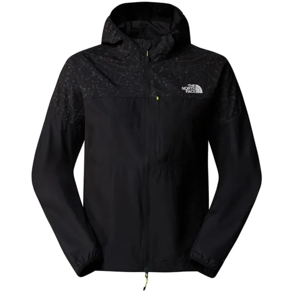 THE NORTH FACE-W HIGHER RUN WIND JACKET TNF BLACK/TNF BLACK TRAIL REFLECTIVE PRINT  - Trail running jacket