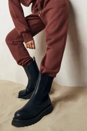 Wide Width Calf High Chunky Chelsea Boots