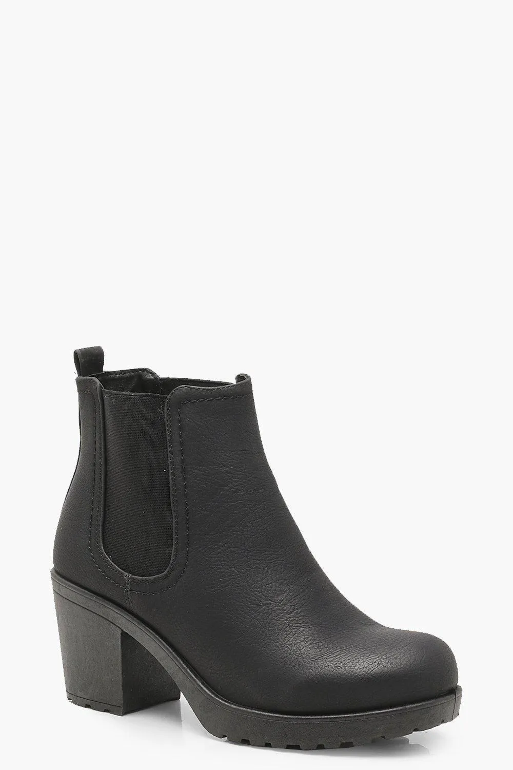 Wide Width Chunky Cleated Heel Chelsea Boots