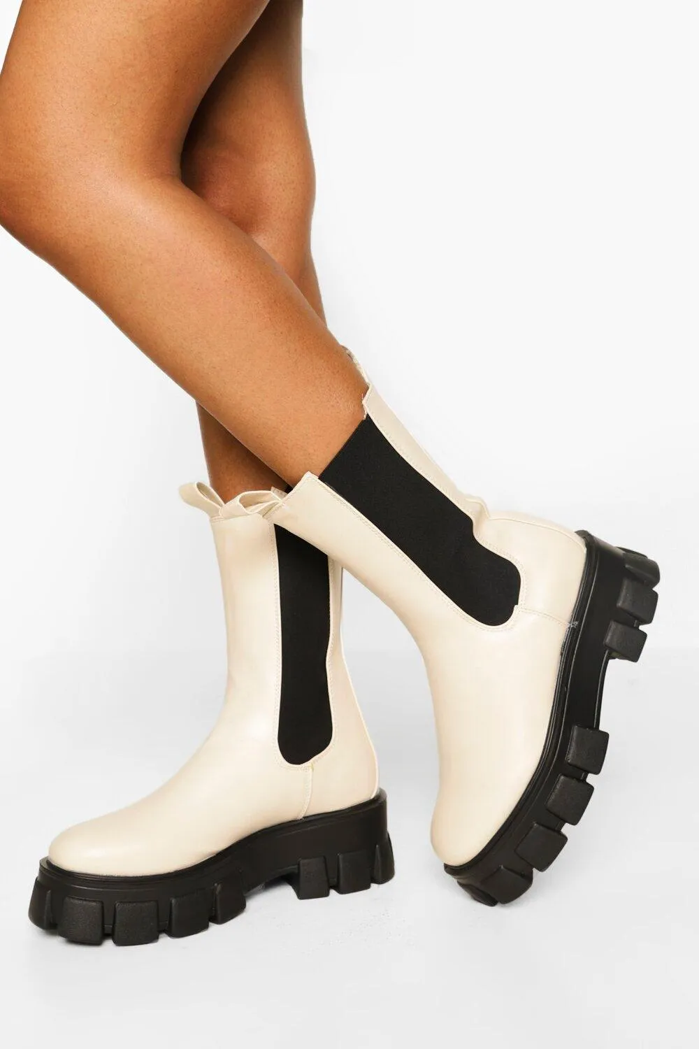 Wide Width Chunky Cleated Sole Chelsea Boots