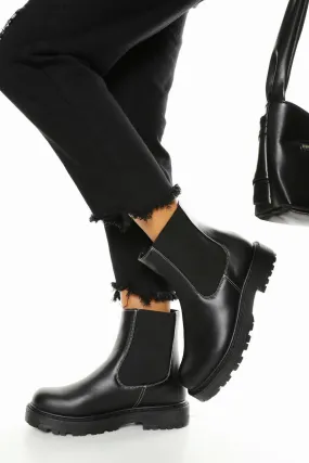 Wide Width Contrast Stitch Chunky Chelsea Boots