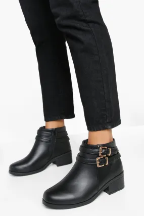 Wide Width Double Buckle Chelsea Boots