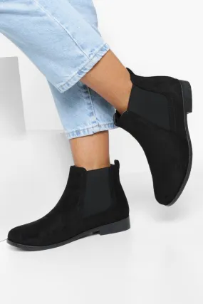 Wide Width Suedette Flat Chelsea Boots