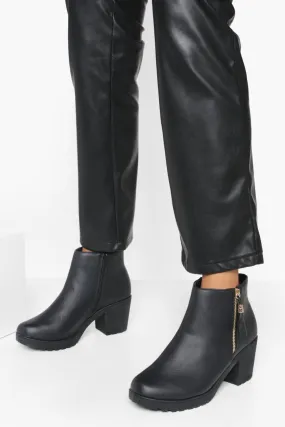 Wide Width Zip Side Chunky Heel Chelsea Boots