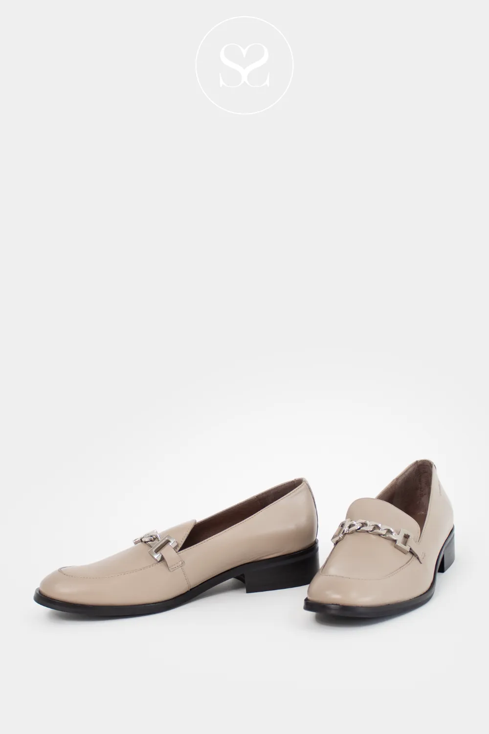 WONDERS C-7412 TAUPE LEATHER BLOCK HEEL LOAFERS