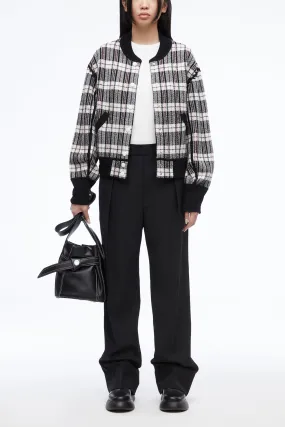 Wool Plaid Jacquard Bomber Jacket