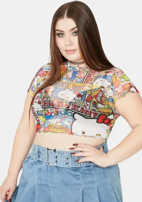 x Hello Kitty Curve Mesh Crop Tee-