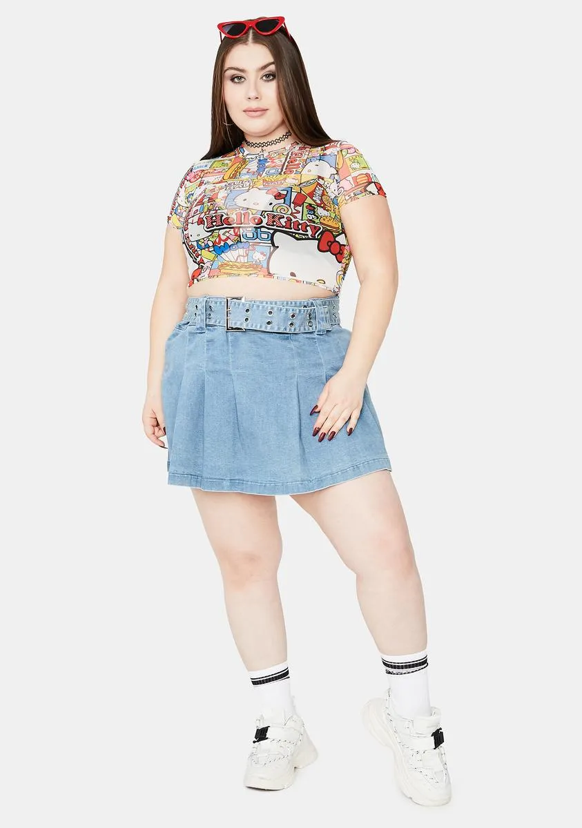 x Hello Kitty Curve Mesh Crop Tee-