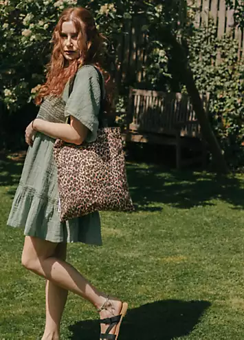 Xander Kostroma 100% Cotton Canvas Leopard Print Tote Bag | Grattan