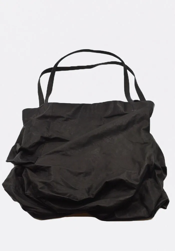 YOHJI YAMAMOTO DISCORD DA-I72-798 UNEVENNISS LEATHER TOTE BAG BLACK